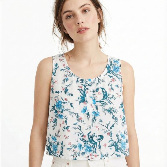 Urban Outfitters Cooperative Women's Tank Top Floral Cropped Sleeveless Size S - Picture 1 of 9